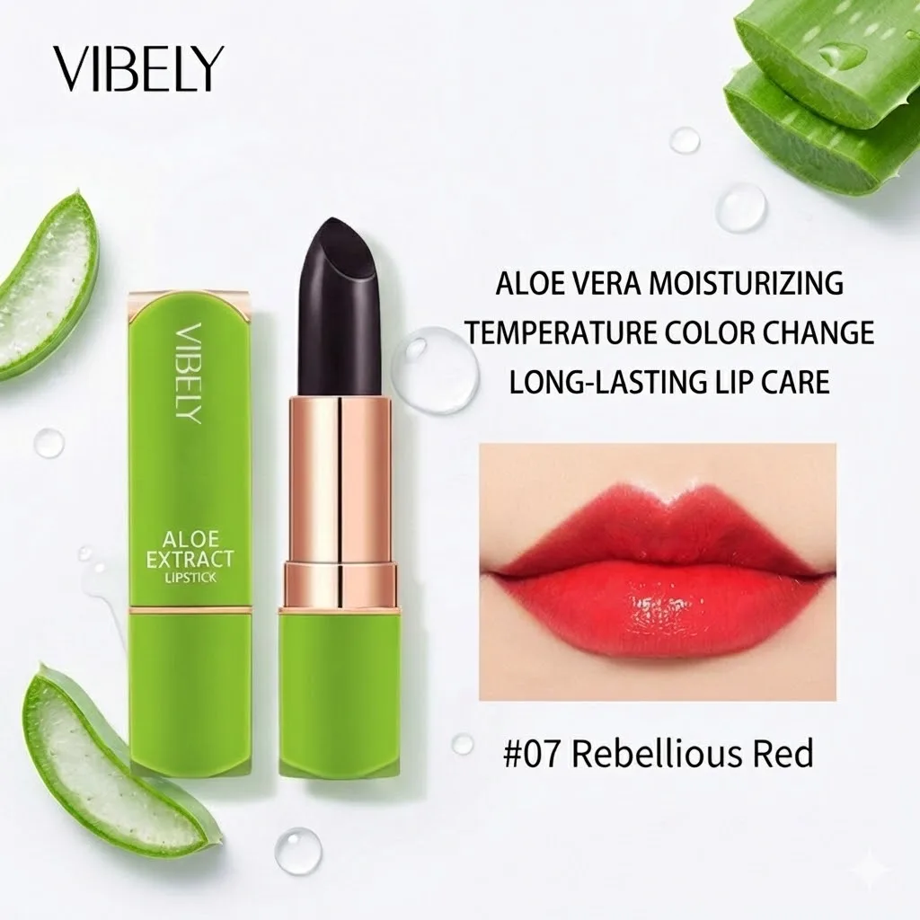 VIBELY Aloë Vera Hydraterende Lipbalsem Thermochrome Jelly Lipstick Langdurige Hydraterende Lipverzorging Tint voor Dagelijks Gebruik