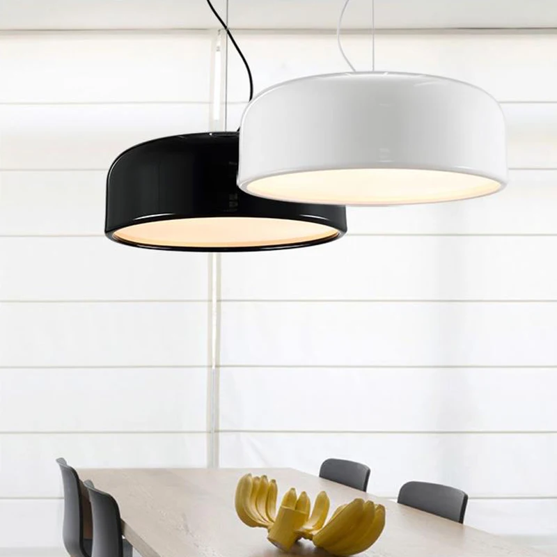 Nordic Dining Table LED Pendant Lamp Home Decor bedrooms Fixtures Pendant Lights Black White Lampshade Restaurant Hanging Lamp