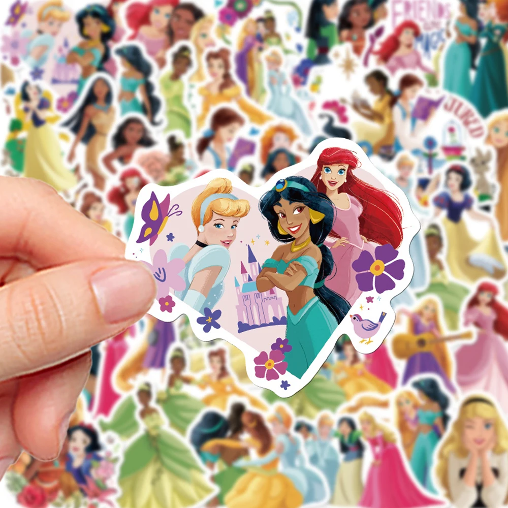 10/50/100/200pcs Mixed Disney Princess Cartoon Stickers Kawaii Decorative Stationery Phone Case Ariel Snow White Anime Decals view 6