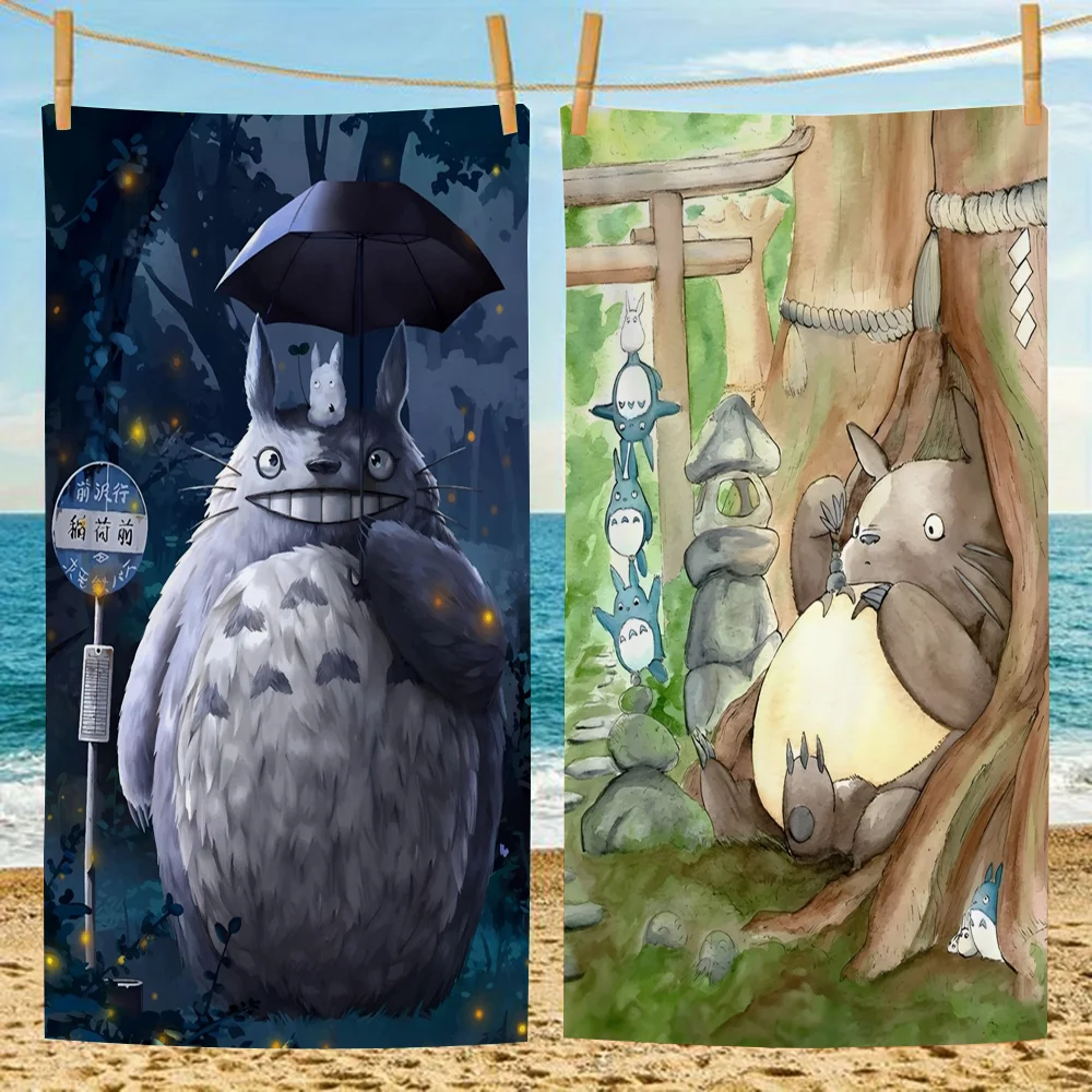 Asciugamano Kawaii T-Totoro telo mare in microfibra assorbente ad asciugatura rapida morbido Yoga nuoto Resort asciugamano da arrampicata in montagna