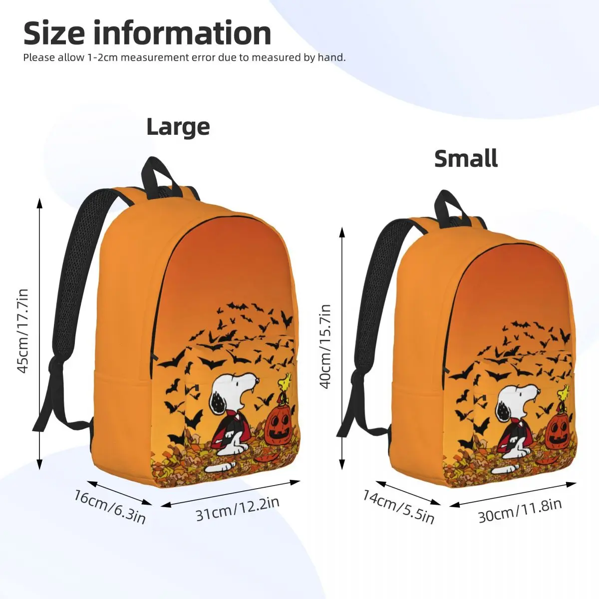 Custom S-Snoopys Halloween Pumpkin Canvas Backpacks for Women Men Water Resistant School College Bag Print Bookbag