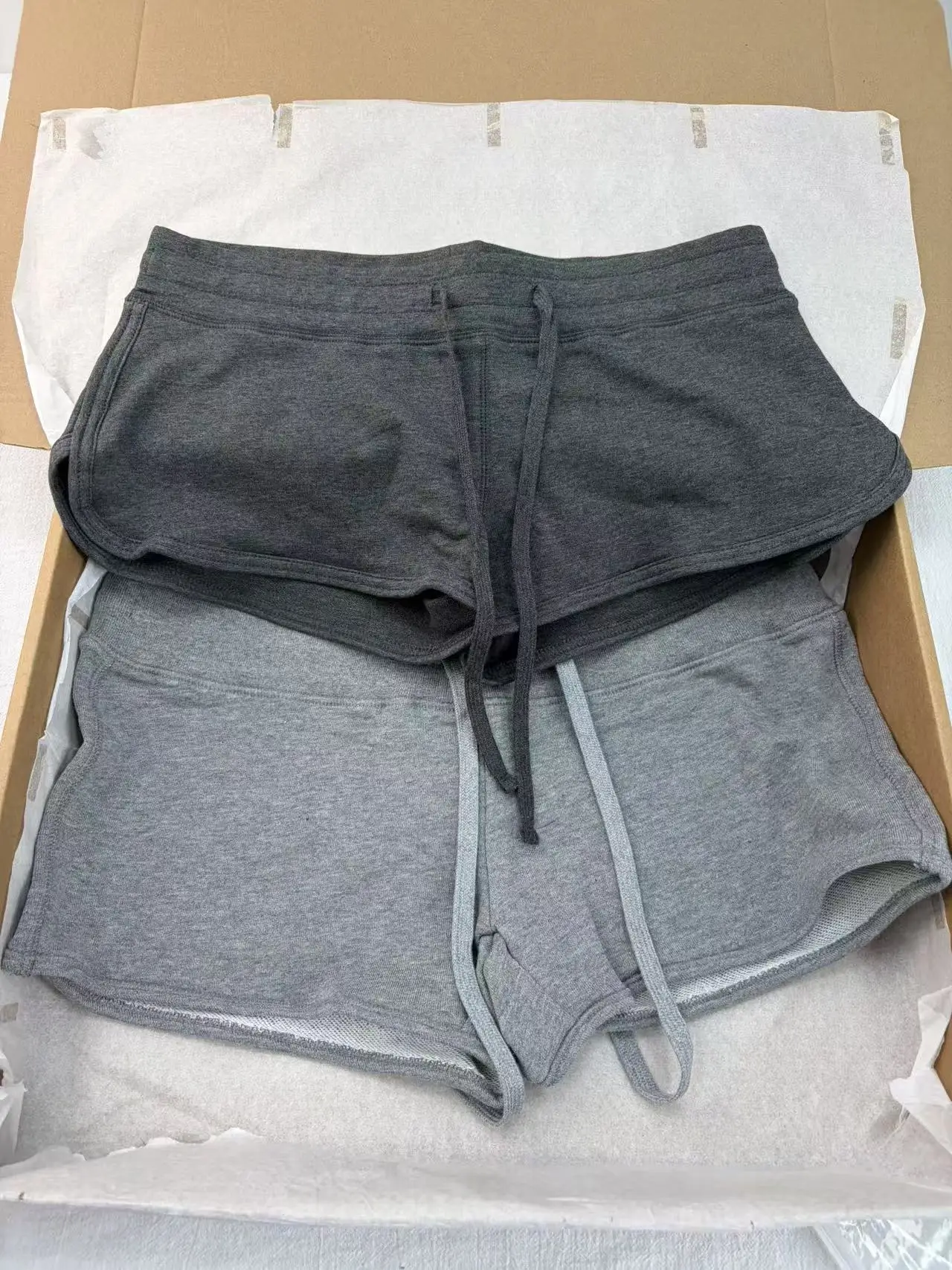New Gray Cotton Drawstring Short Pant Women Casual Basic Elastic High Waist Casual SweatShorts Preppy Style Simple Y2K Bottoms