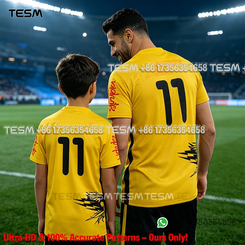 TESM Parent‑Child Matching Soccer Jersey Family Hebrew Letter Number 1 Print Short Sleeve Sport Training T‑Shirt For Adults Kids