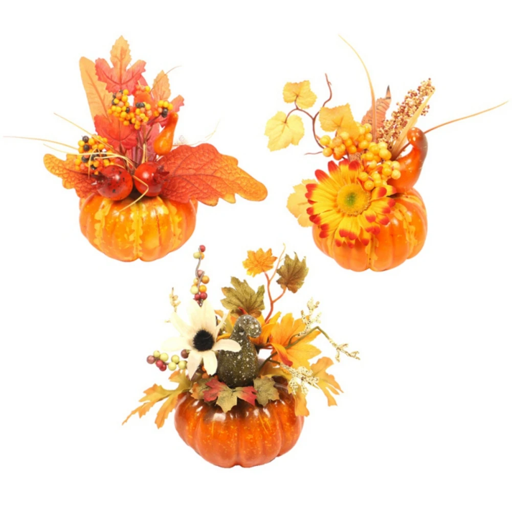 Artificial Pumpkins Decoration, Artificial Pumpkin Maple Leaf Halloween Decoration For Autumn Harvest Thanksgiving Ornament Prop