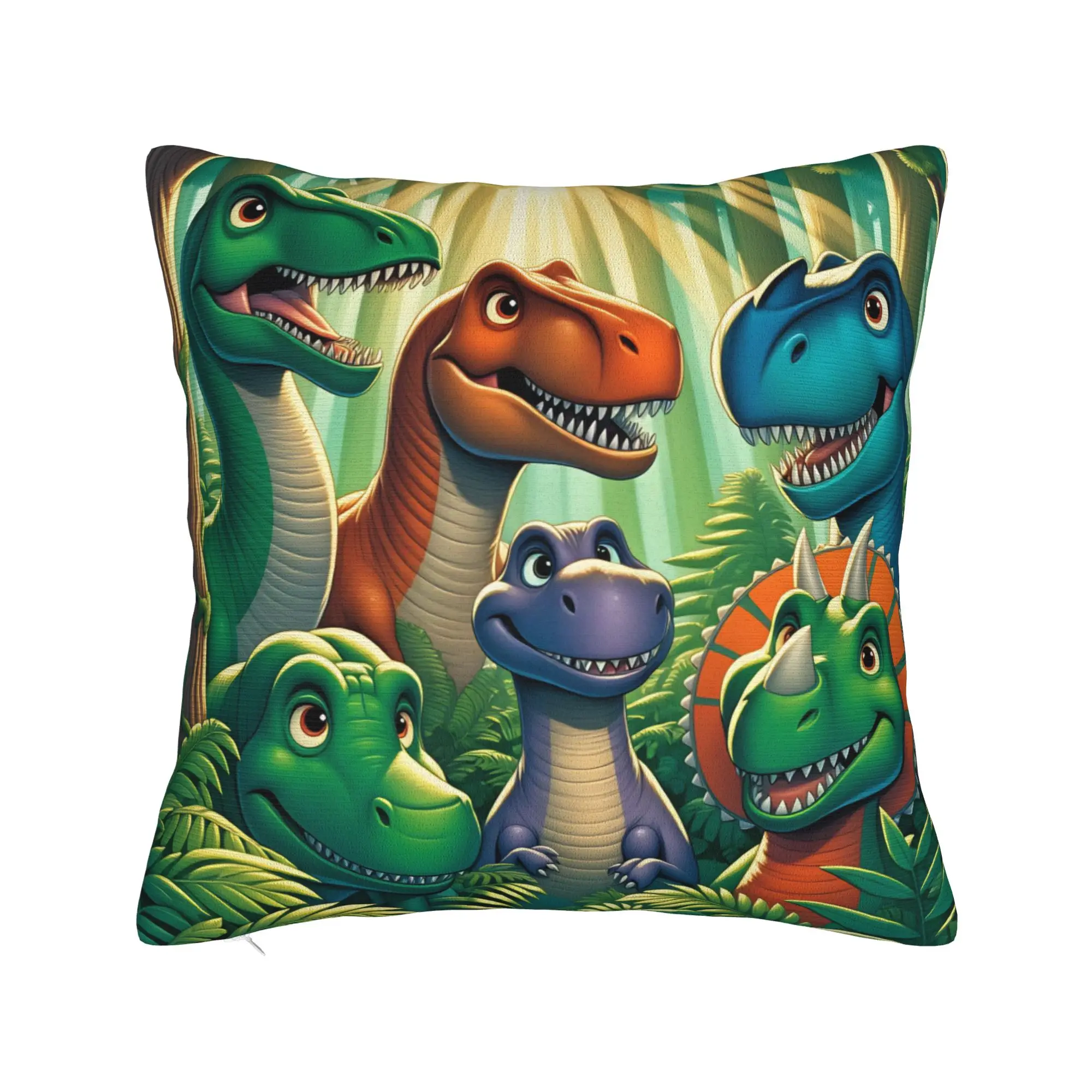 Colorful Smiling Cartoon Dinosaur Pillow Case  Kawaii Pillow Cover Design Pillowcases For Couch Sofa Bedroom