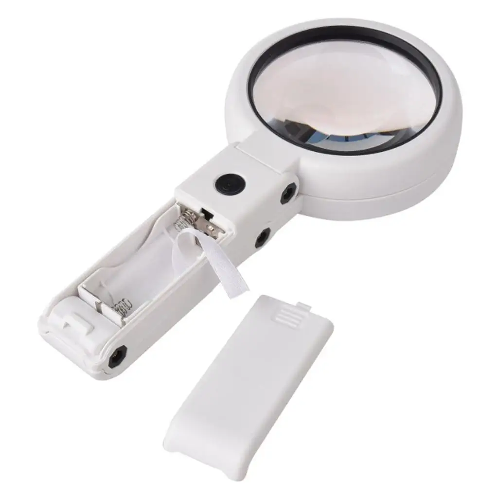 Foldable Handheld Magnifier ABS Material LED Lamp Loupe for Tailoring and Artworks Inspection