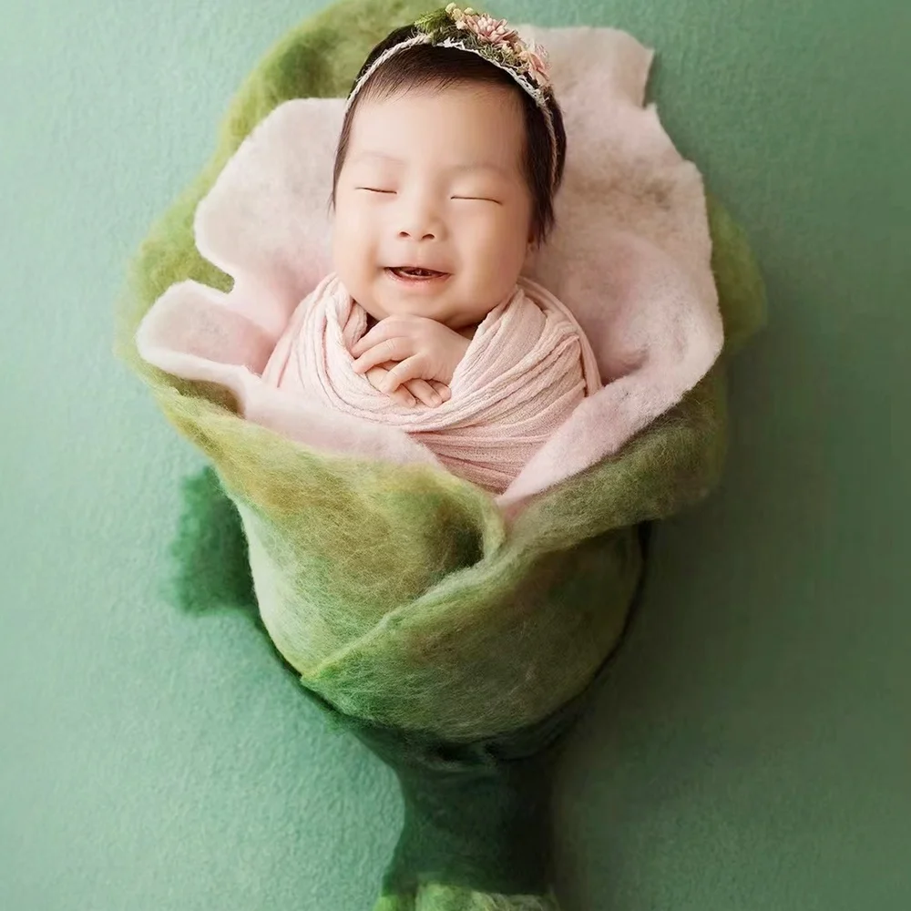 Wool Felt Layers Newborn Photography Props Baby Swaddle Wrap Fotoshooting Newborn Posing Layering Baby Photography Accessories