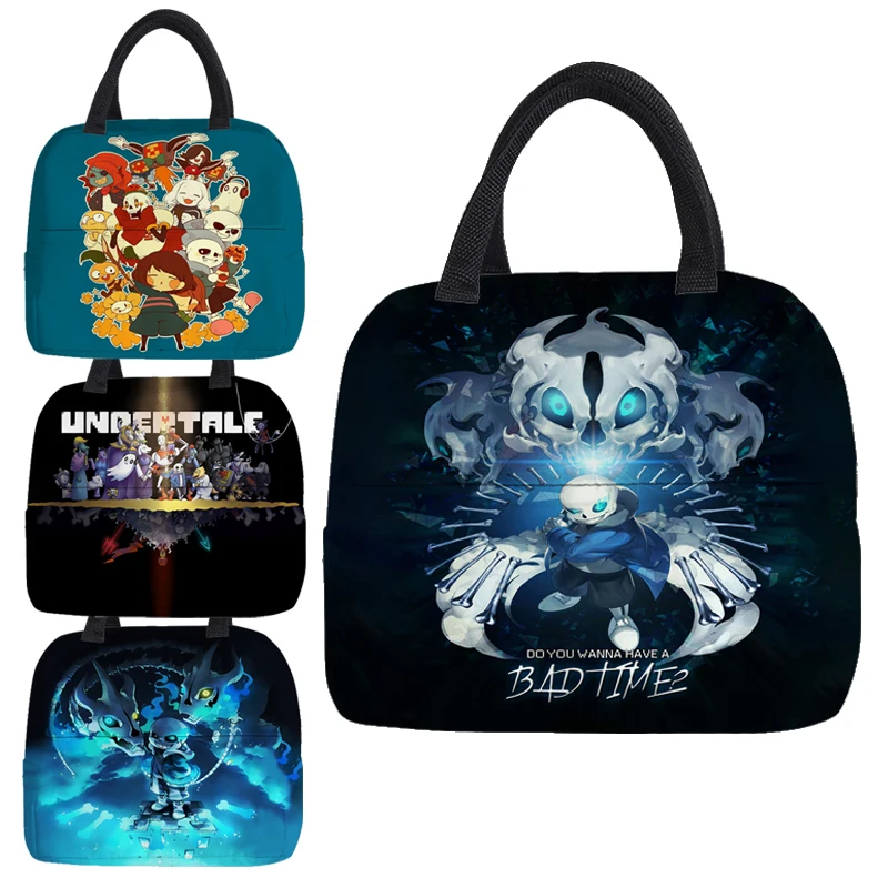 UNDERTALE-Bolsa de almuerzo con aislamiento de Sans y papiro, refrigerador térmico, Bento Box, portador de alimentos, portátil, para viaje, Picnic, almacenamiento de comida