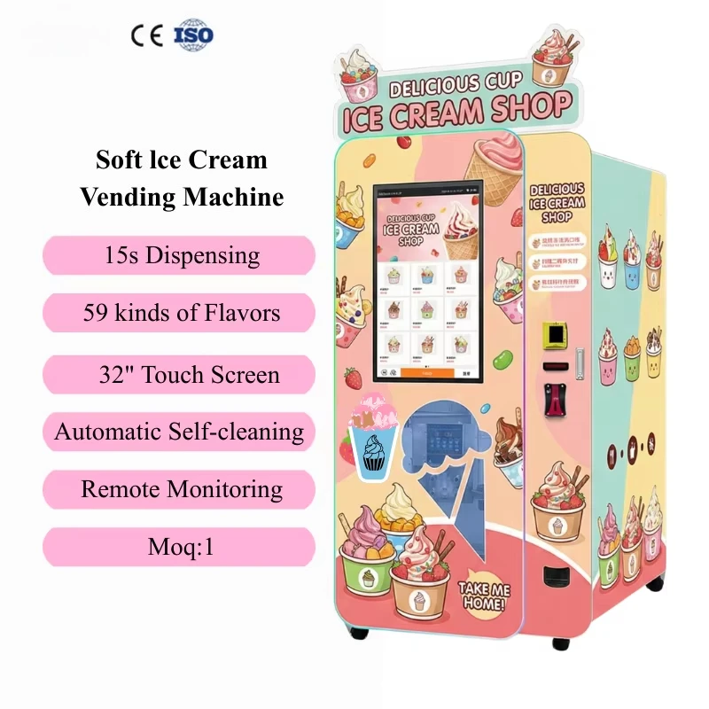 High-End Soft Serve Ice Cream Machine Snack Machine for Mall Cashless Payment Supported Ice Cream Vending Machine