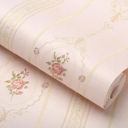 Papier Peint Vintage à Motif Floral 3D pour Décoration de Salon et Chambre d'Enfant, Accessoire Européen à Rayures