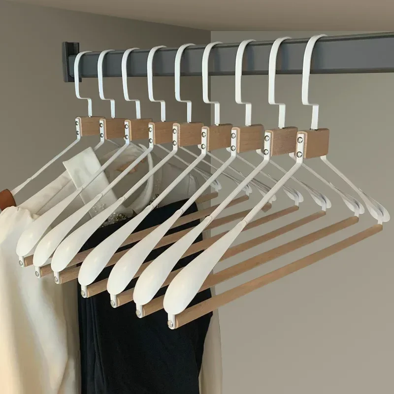 10 PCS Home Drying Rack Large Wardrobe Non-slip Clothes Hanging Iron Suit Solid Wood Retro Color Clothes Hanger