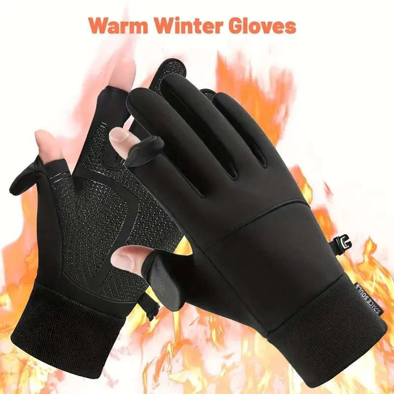 タッチスクリーン手袋 男女兼用 防風 防水 暖かい 秋冬 アウトドア 釣り ランニング サイクリング スキー 防寒グローブ