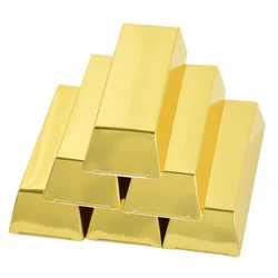 10Pcs Sugar Cookie Candy Box Holder Weding Birthday Party Supplies Gold Brick Gift Bags Paper Packaging Cases Pantry Storage