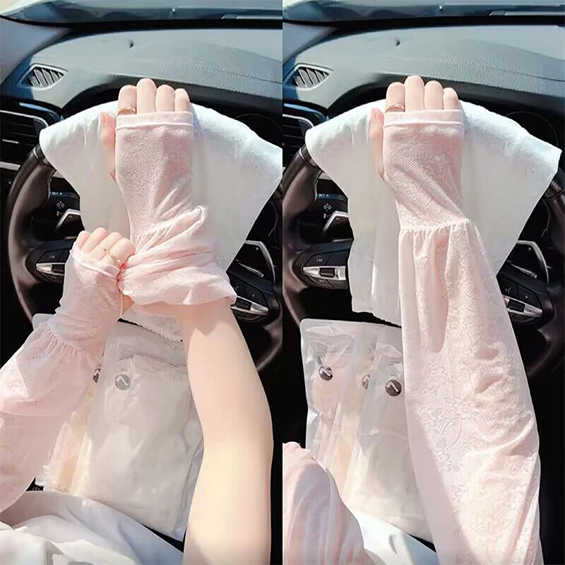 1Pair Loose Arm UV Protection Sleeves Simple Thin Sun Protection Sleeves Sunscreen Sleeve For Women Girls Outdoor Sports Sleeves