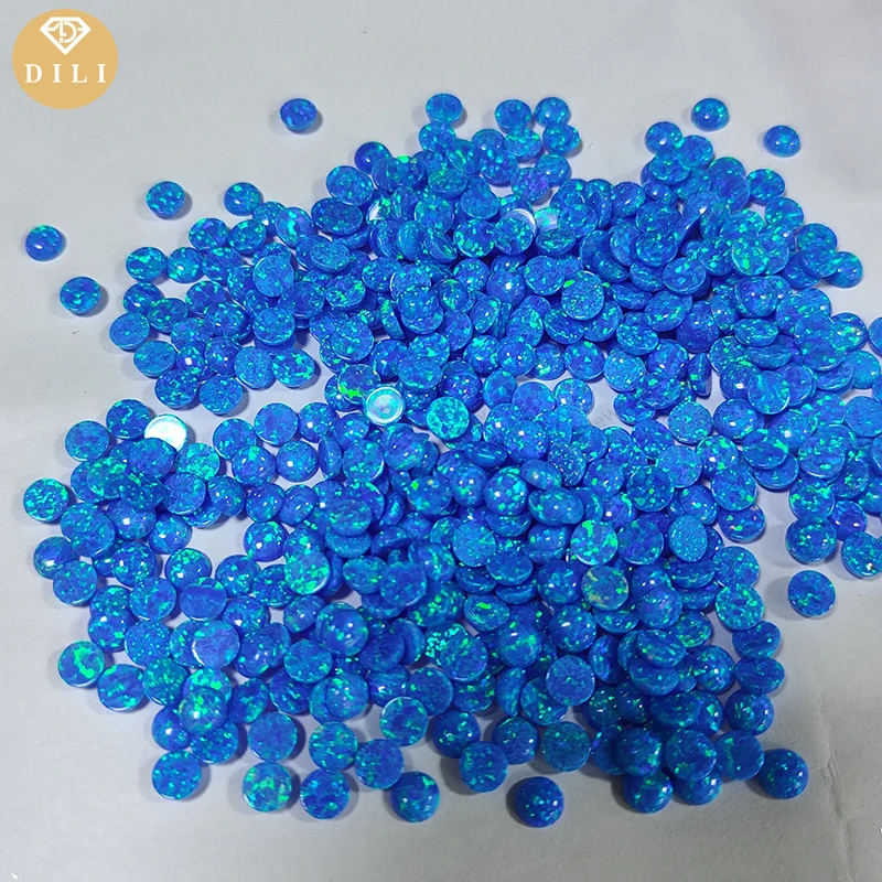 

Free Shipping 2mm Round Cabochon Synthetic OP05 Blue Opal Stone