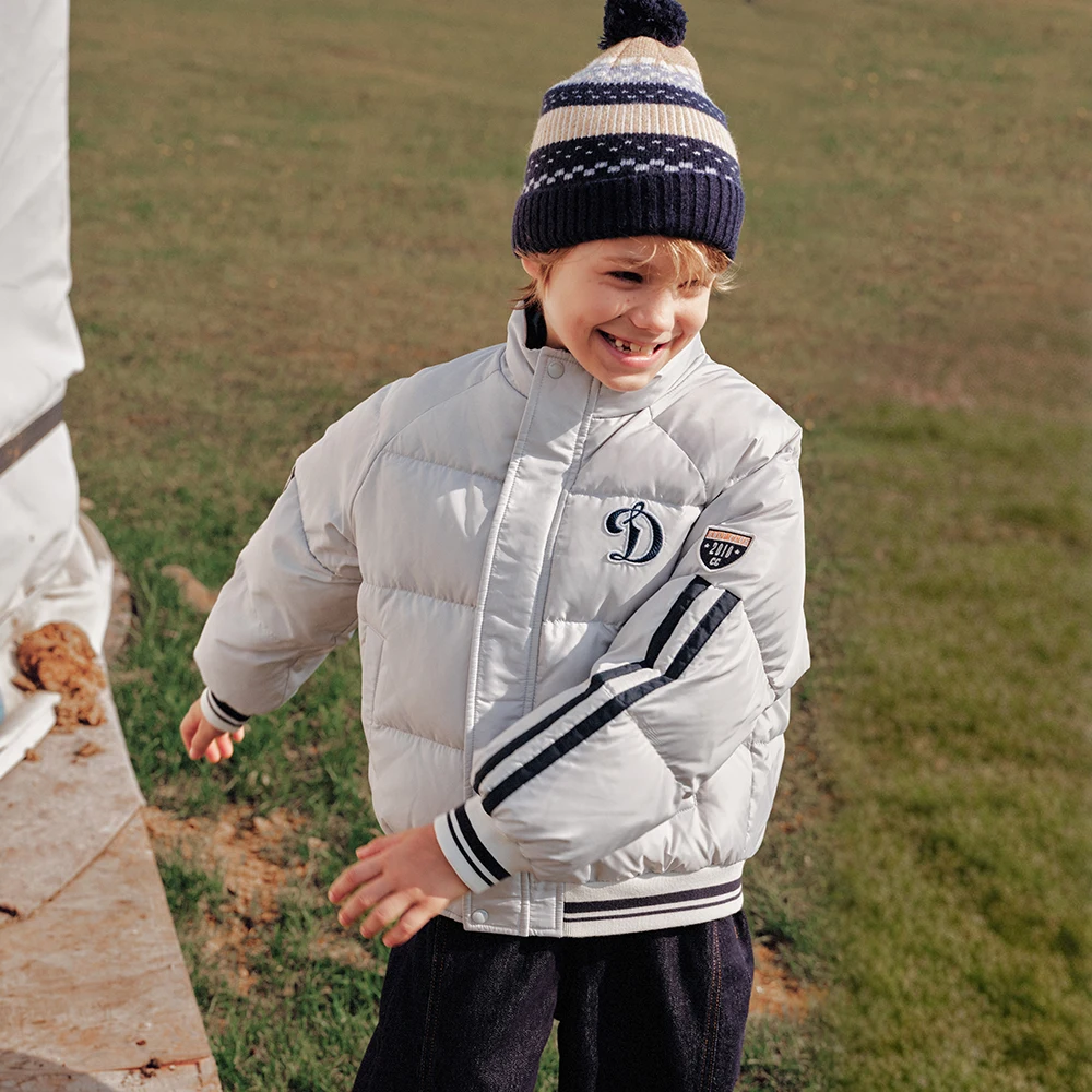Dave Bella Boys White Down Parka Jacket Children Winter Warm Baseball Down Coats Waterproof Outwear Clothes DK4264803