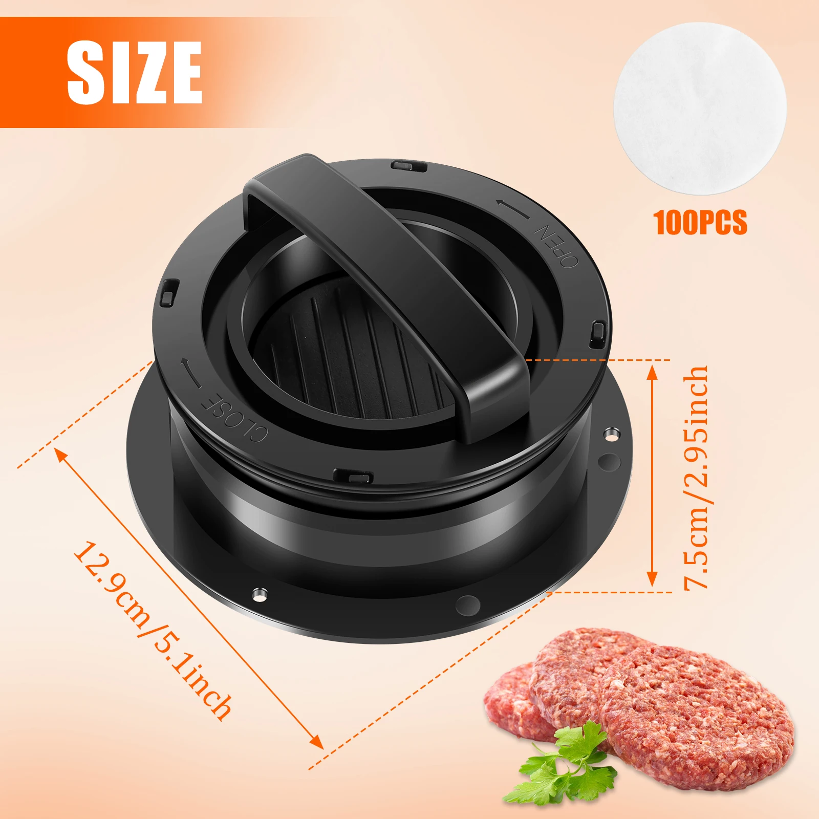 Burger Press with 100 Wax Papers Manual Hamburger Press Patty Maker 4 in 1 Non Stick Stuffed Burger Press Different Size