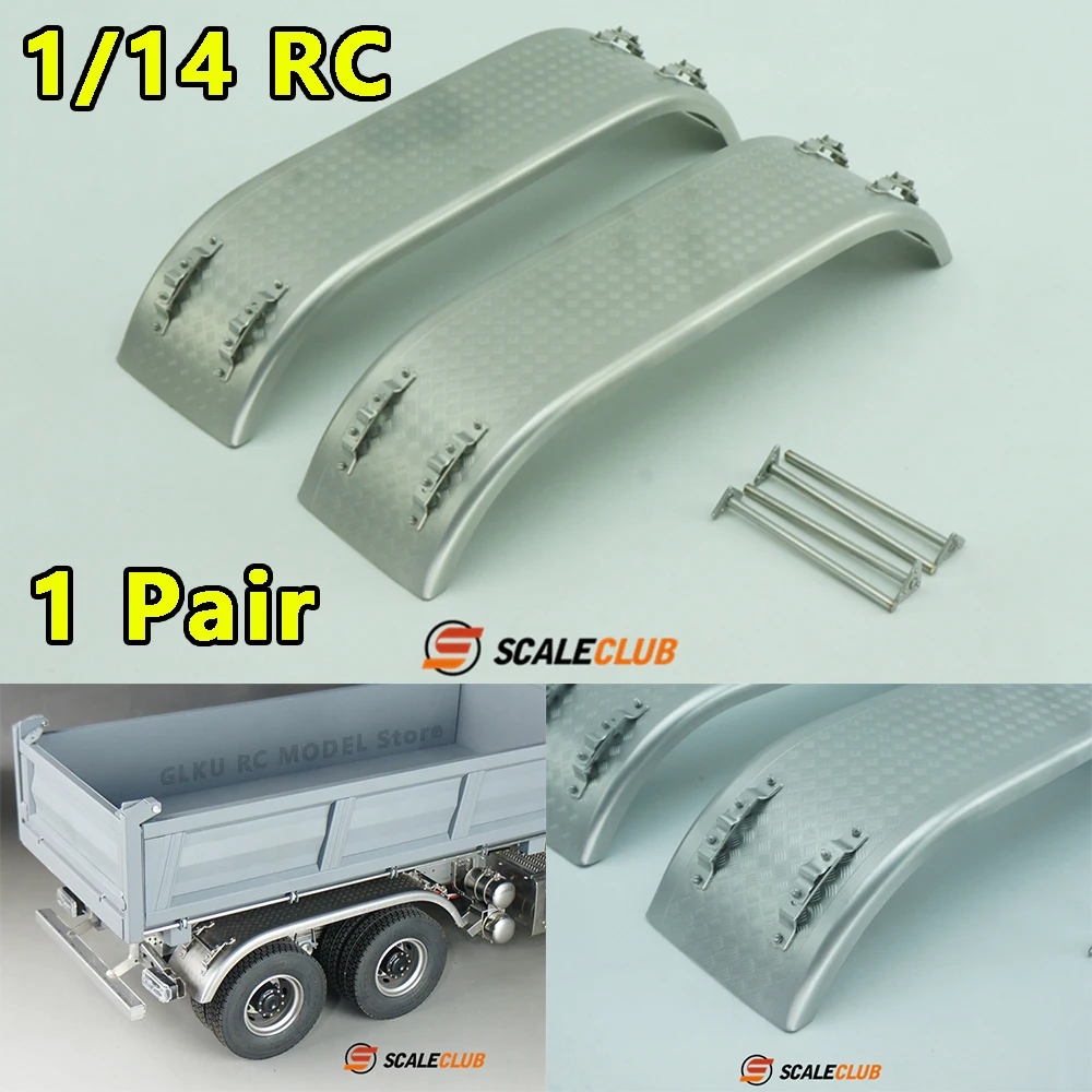 SCALECLUB Stainless Steel Rear Wheel Fender DNB-LZ-1 for RC 1/14 Double Axle Dump Truck Model Metal Upgrade Modification Part