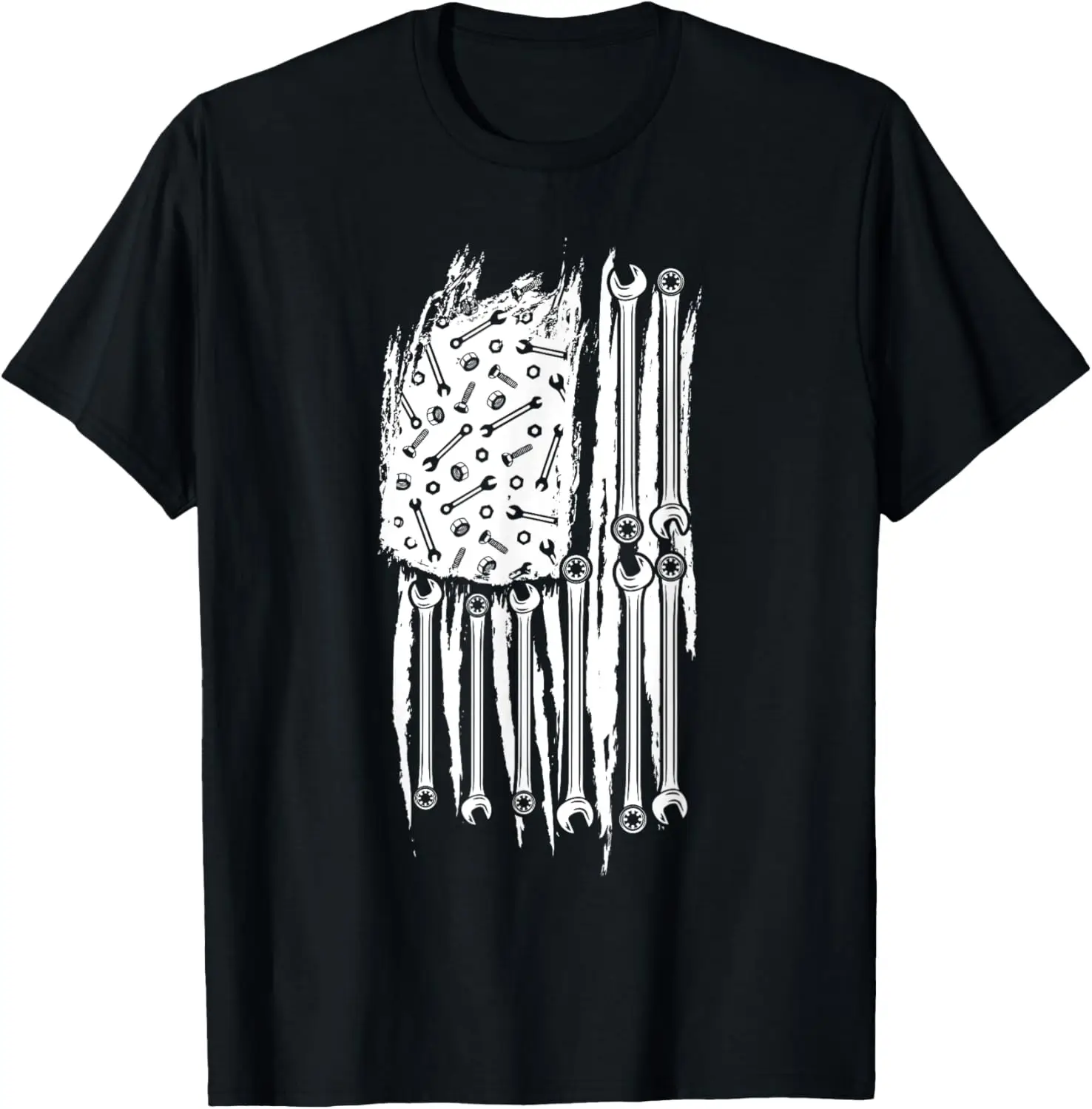 

American Flag Wrench Patriotic Mechanic Design T-Shirt