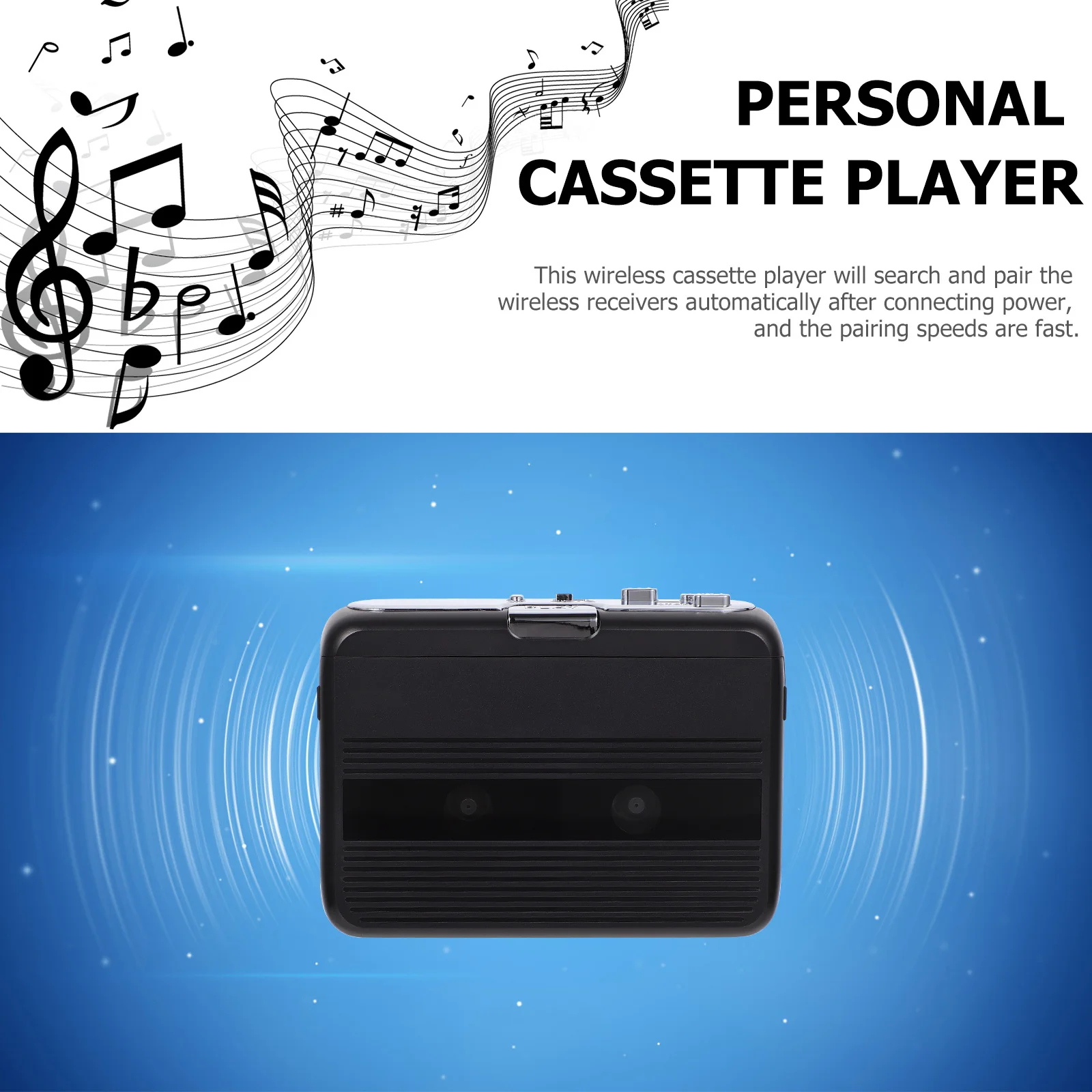 1Pcs Wireless Cassette Player Metal Personal Stereo Tape Radio Wireless Transmitter for Earphone Speaker Pairing Fast