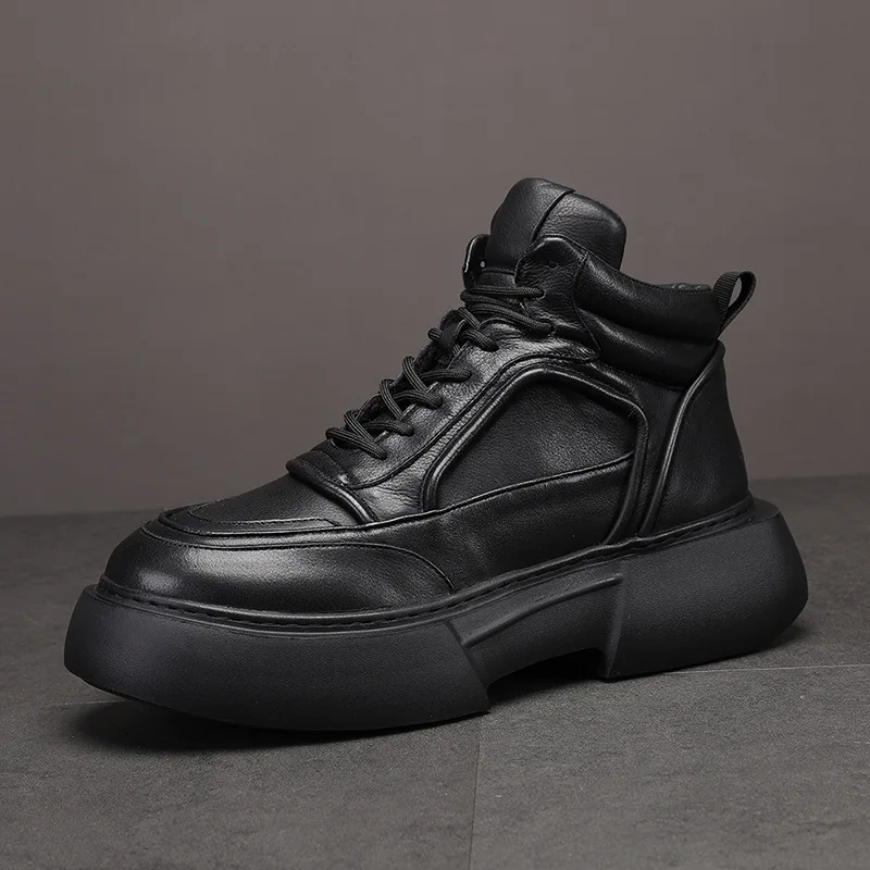 

YETTIES Men's Insulated Chunky Sole Boots, High Top Winter Work Shoes, Platform Outdoor Sneakers with Warm Lining & Anti-Slip