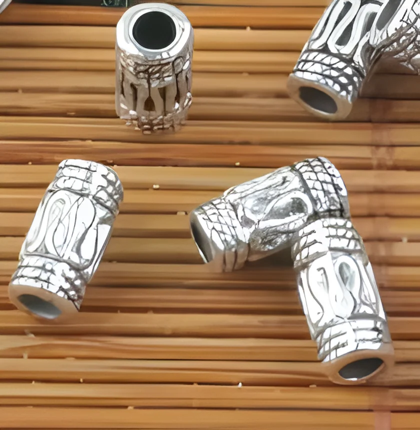 

25pcs 10*5mm,hole 2.4mm Alloy matel tibetan silver pattern tube spacer beads HWX0264