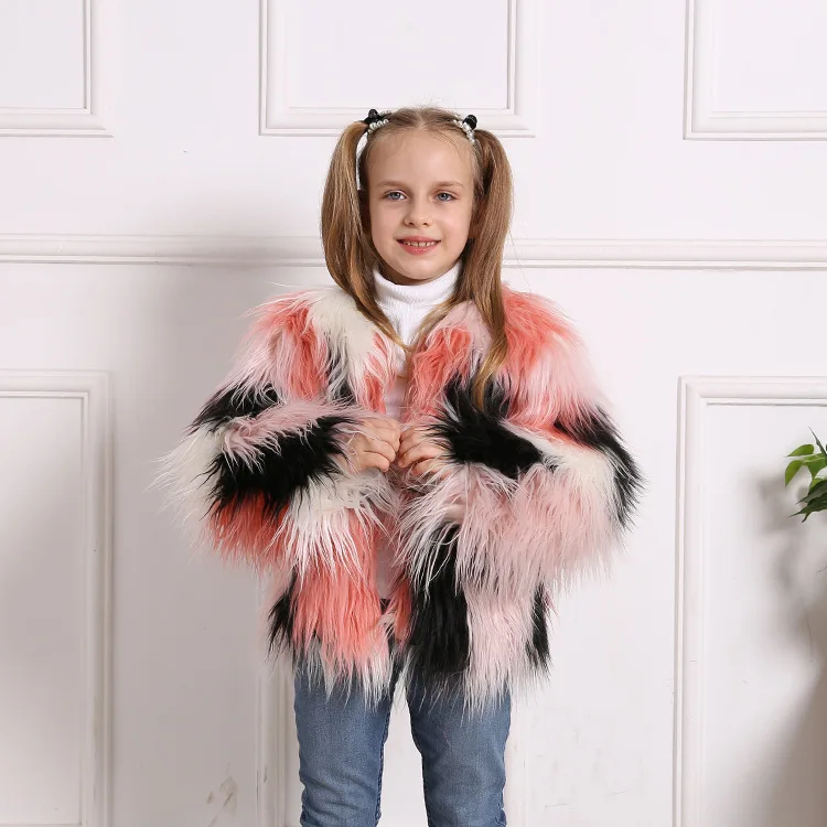 

Осень-зима 2022, новая куртка для девочек, европейская модная повседневная куртка с длинными рукавами из искусственного лисьего меха для детей от 2 до 14 лет