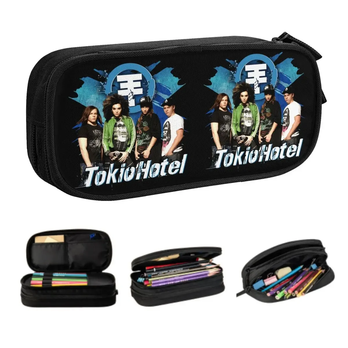 Customized Pop Rock Band Tokio Hotel Kawaii Pencil Cases Girls Boys Large Capacity German Pencil Bag Students Stationery