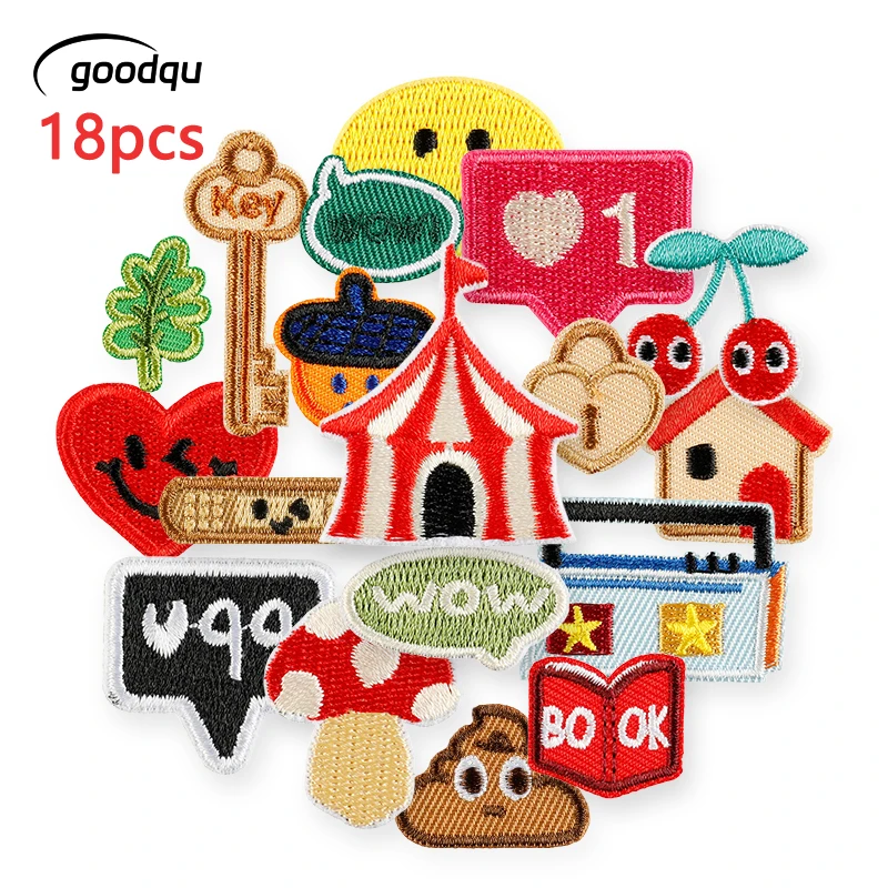 18 Stück Kleine Anime-Aufnäher zum Aufbügeln, Bestickte DIY-Sticker für Kinder, Jacken, Stoffe, Thermoklebende Patches – Detail 1