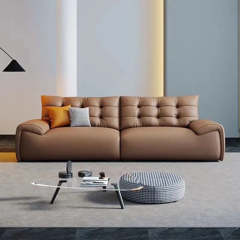 

Итальянский минималистичный кожаный диван, программное обеспечение для кошачьих когтей, современная домашняя гостиная, Интернет-знаменитости, прямой ряд, ленивая кожа