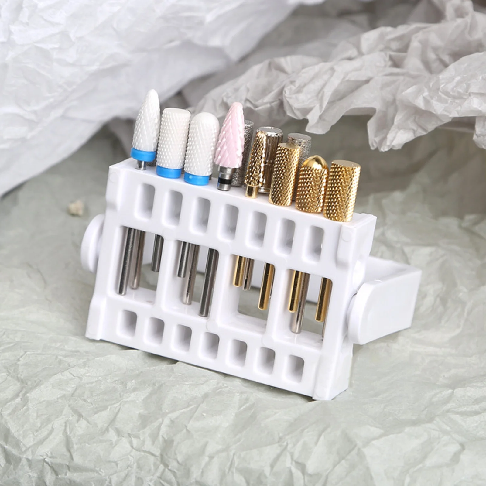 

3pcs Nail Grinding Head Box Clear PP Material Storage Container for Drill Bits Home Salon Portable Lightweight ganizer Nail