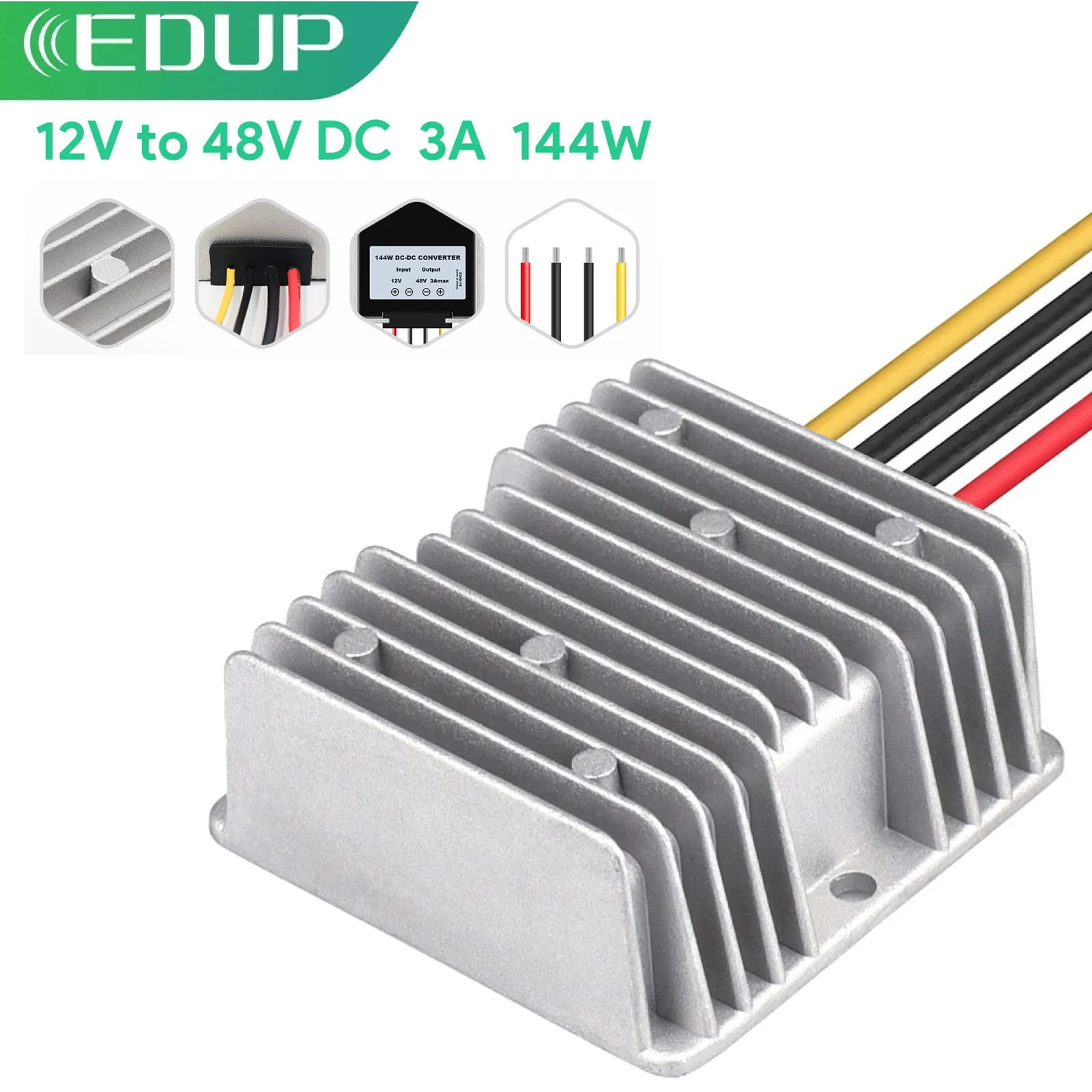 EDUP Voltage Converter Regulator for 150W PoE Injector StarLink Accessories of Car 12V to 48V 3A 144W Power Boost Transformer