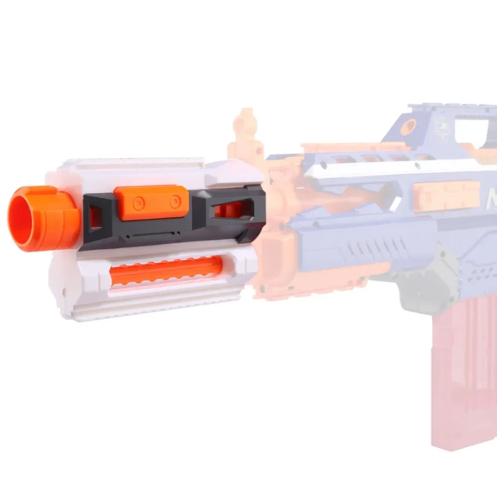 Decorazione del tubo anteriore con parte modificata da 1 pezzo con binario di guida superiore e inferiore per la serie Nerf Elite arancione grigio