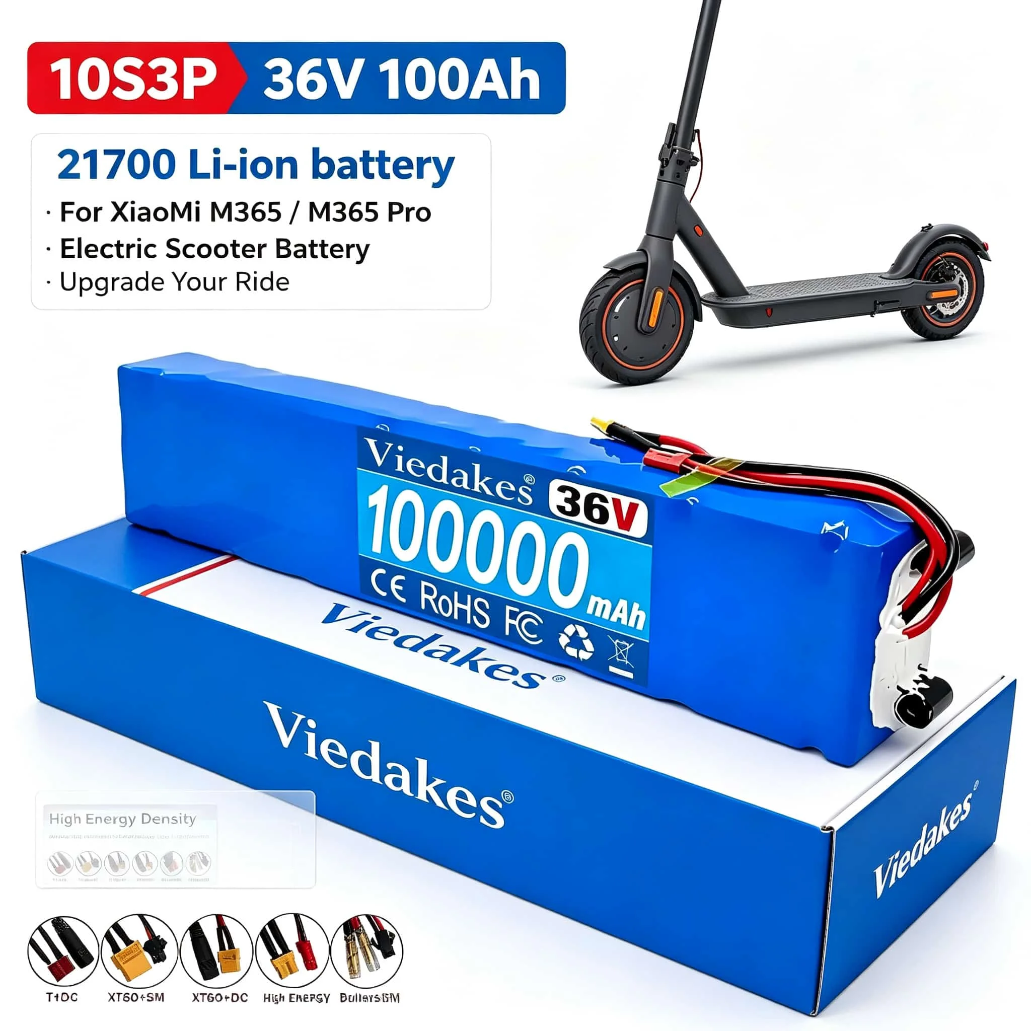36V 10S3P 18650 Battery Pack Built‑in Safety BMS Waterproof Custom XT60 XT30 JST DC For Scooter Spare Battery