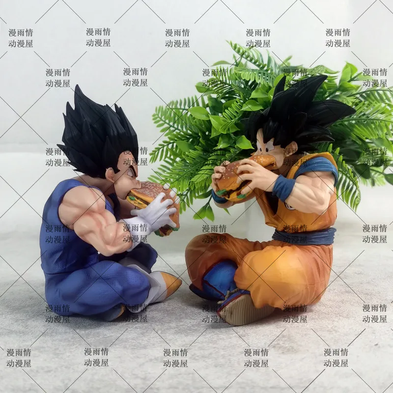 Anime Figure Goku Vegeta Eat Burger Statue Collectible Model Desktop Decoration Creative Gift For Anime Fans view 3