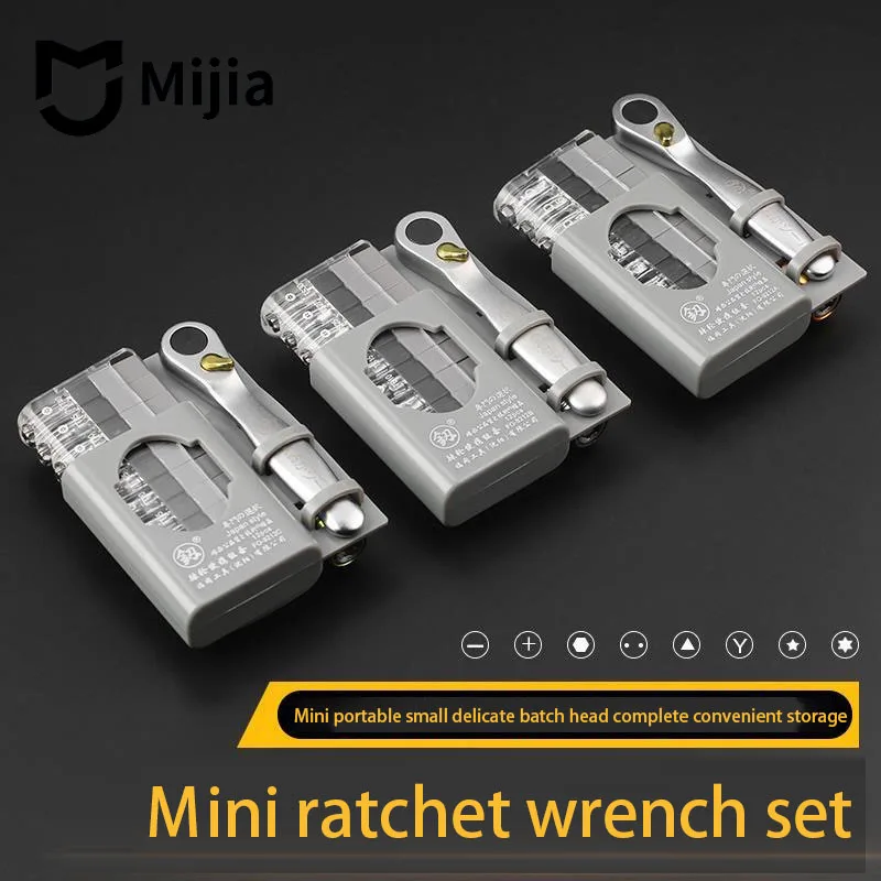 Nowy wielofunkcyjny mini klucz nasadowy z grzechotką Mjia, zestaw bitów, specjalny kształt, wkrętak płaski i krzyżakowy, narzędzia ręczne do majsterkowania w domu.