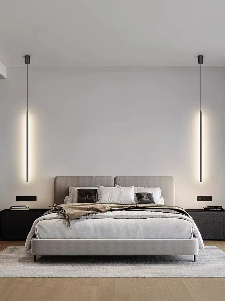 Modern Light Luxury Simplicity Pendant Lights Long Tube Hanging Lamp Kitchen Island Dining Room Table Bedroom Bedside Droplight