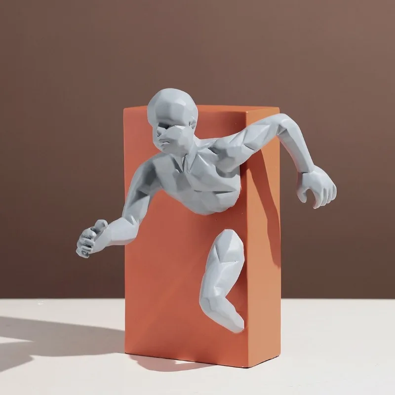 New Abstract Running Man Resin Sculpture, Dynamic Character Statue, Minimalist Home Decoration for Office Desktop
