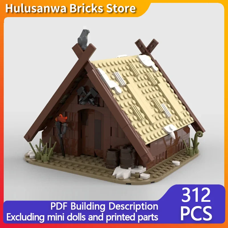 Street View Model MOC Bouwstenen Viking Longhouse Houten Huis Modulaire Technologie Geschenken Vakantie Monteer Kinderen Speelgoed Pak