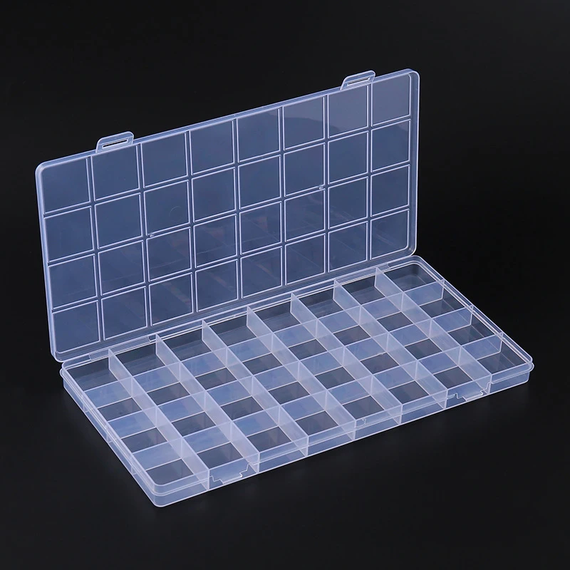 New-32Grids Compartment Plastic Transparent Storage Box Jewelry Earring Bead Screw Holder Case Display Organizer Container