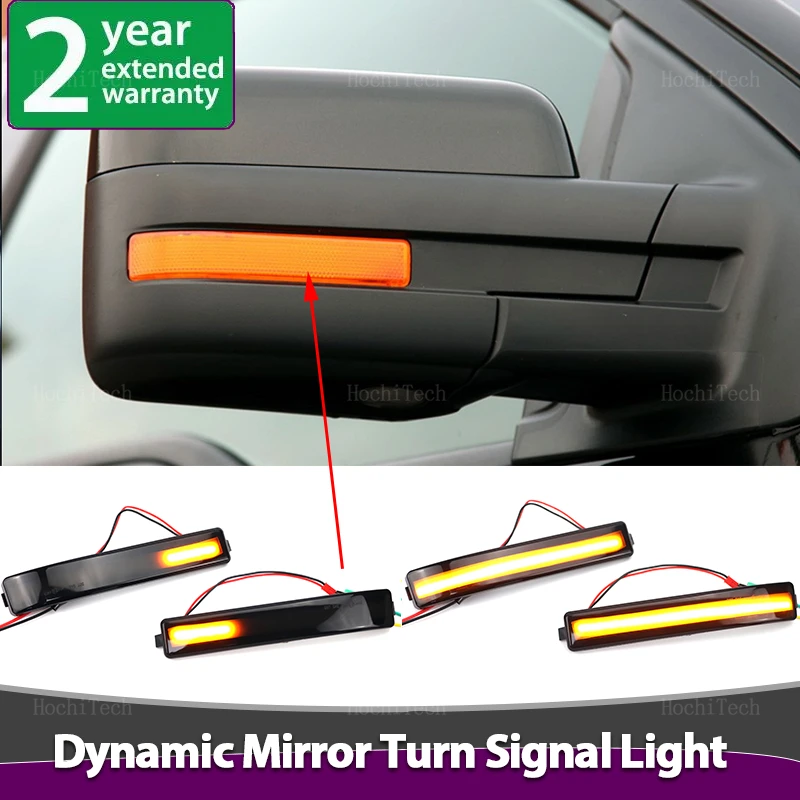 for Ford F150 F-150 SVT Raptor 2010-2014 2pcs Car Side Mirror Blinker Indicator Lamp LED Dynamic Turn Signal Light