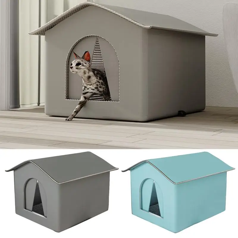 Outdoor Cat House Foldable Warm Pet Cave for Winter Waterproof Rainproof Kitten Cave Pet Tent Bunny Bed for Feral Cat Puppy