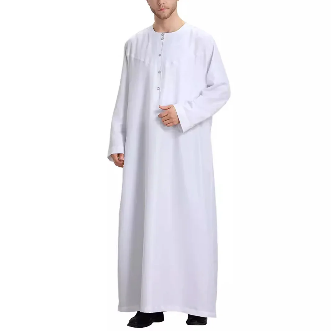 Einfarbige Thobe für arabische Herren – traditionelle arabische Robe für formelle und tägliche Kleidung |   Bequemer, atmungsaktiver Stoff, locker sitzendes Design