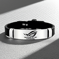 ROG Player cool Trendy Design Bracelet, Perfect Accessory for Game Enthusiasts, Stainless Steel Nameplate Silicone Bracelet
