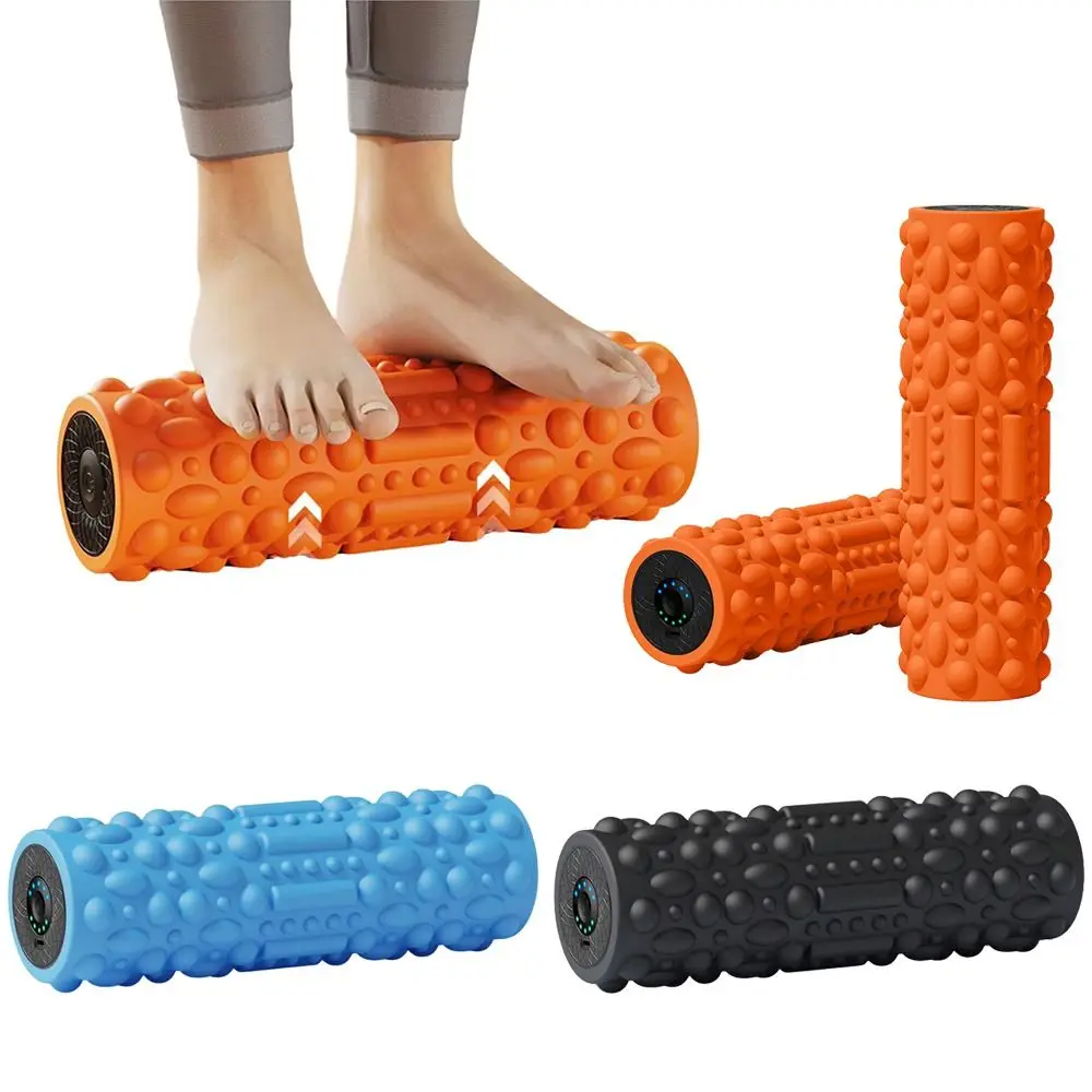 Rechargeable Vibrating Foam Roller Adjustable 5 Modes Electric Yoga Column Large Load Bearing 3D Textured Tissue Massage Stick