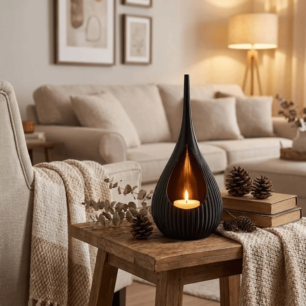 Handcraft Unique Cone-shaped Candle Holder Creative Teardrop Shape Candlestick Rack 3D Printed Incense Cone Holder Wedding Table