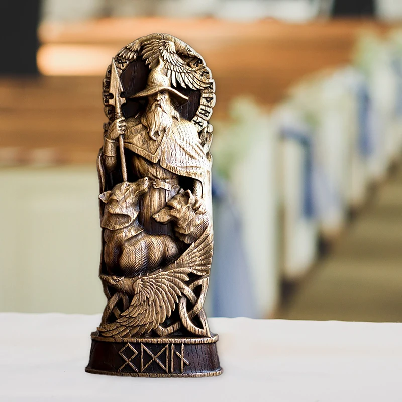 Hero statues imitation wood carving resin ornaments resin crafts myth ornaments Thor gods decoration