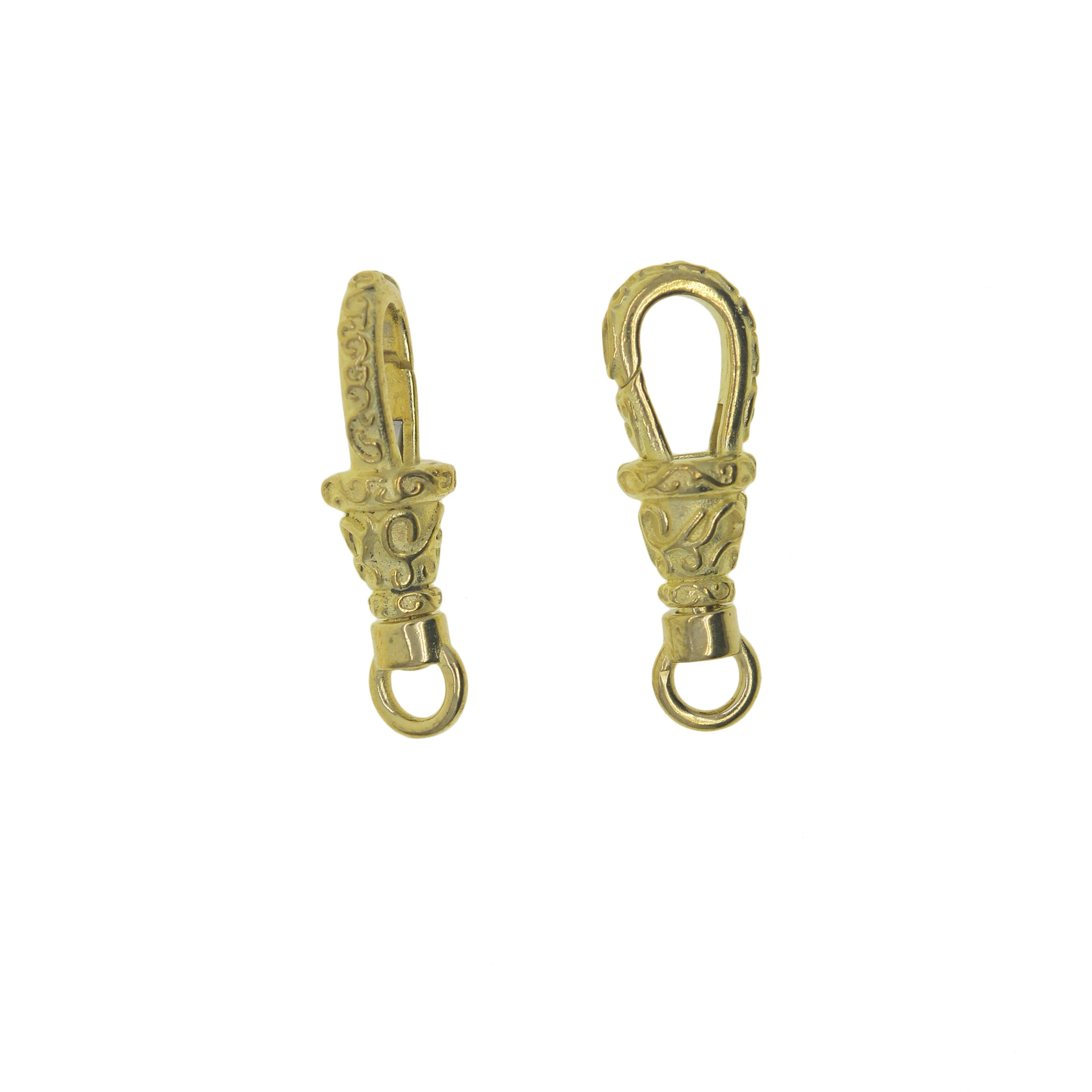 

2pcs small Solid Brass pattern Pocket Watch Swivel Clip Chain spring Snap Hook 30mm 1.2 inch Buckle chain jewelry DIY