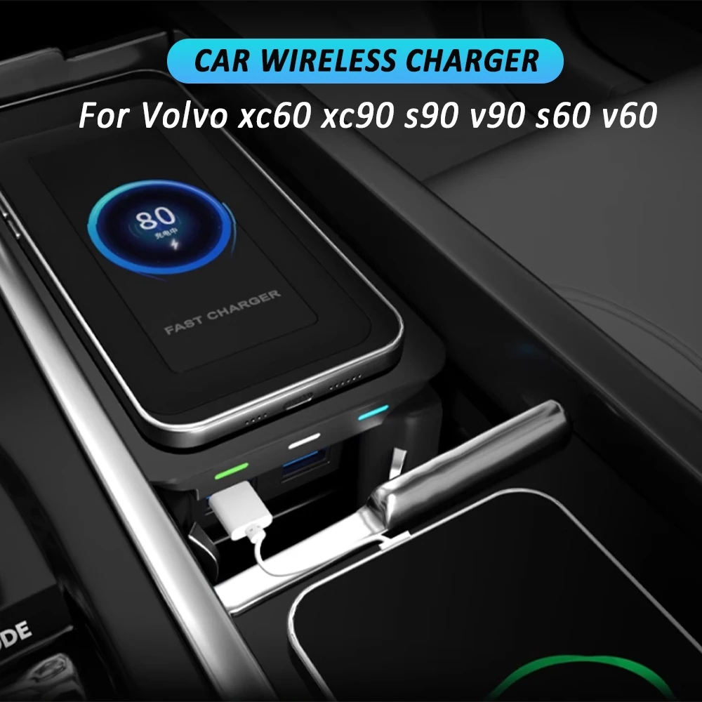 

Fast Phone charger For Volvo XC90 S90 V90 XC60 S60 V60 C60 2018-2025 Wireless charging mobile Holder Car Accessories Interior