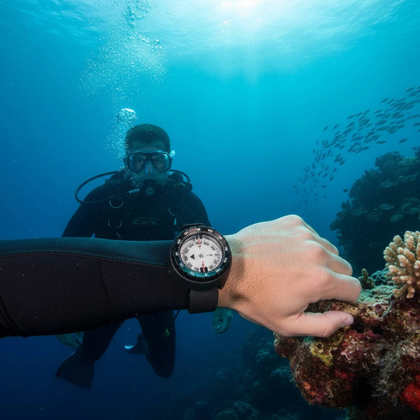 

Diving Compass Adjustable Strap Wrist Compass Navigation Tool White Degree Markings Outdoor Gear Waterproof for Divers